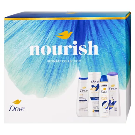 Dove Nourish Ultimate Collection ajándékcsomag tusfürdő + testápoló + deo + sampon