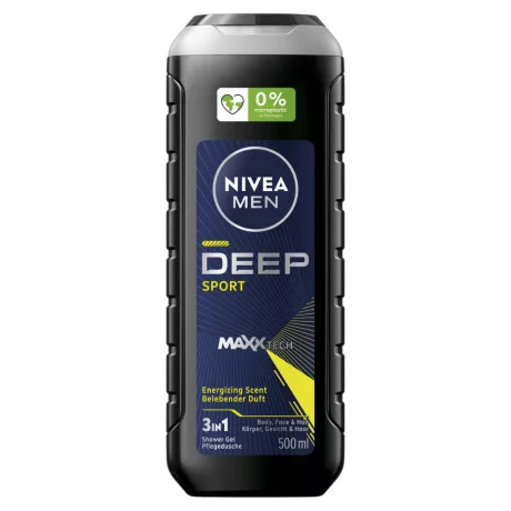 Nivea Men 3in1 férfi tusfürdő Deep Sport 500ml