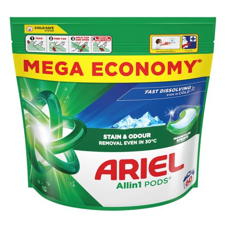 Ariel Allin1 Pods Mountain Spring mosókapszula fehér és világos ruhákhoz 60db