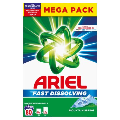Ariel Mountain Spring mosópor fehér ruhákhoz - 80 mosás 4,4kg