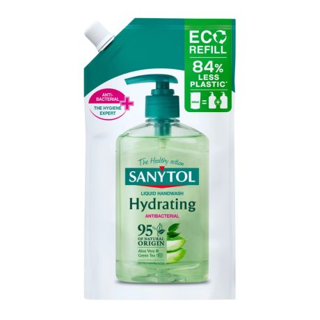 Sanytol fertőtlenítő és hidratáló folyékony szappan utántöltő Zöld tea és Aloe vera 500ml