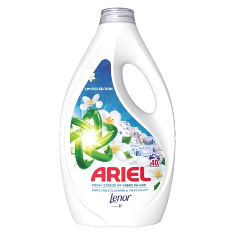 Ariel Fresh Breeze of Greek Island folyékony mosószer fehér és világos ruhákhoz - 40 mosás 1,8L