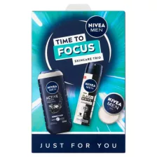   Nivea Men Time to Focus Ajándékcsomag - Tusfürdő + Dezodor + Krém