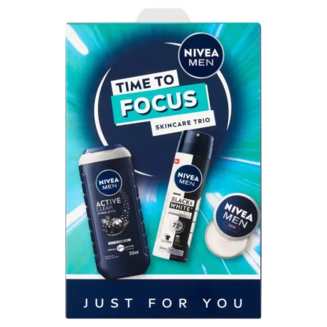 Nivea Men Time to Focus Ajándékcsomag - Tusfürdő + Dezodor + Krém