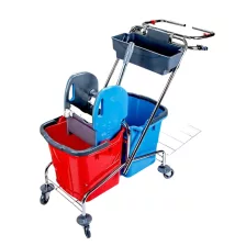   Takarítókocsi acél vázzal, 2x25L vödörrel, eszköztartóval, zsáktartóval