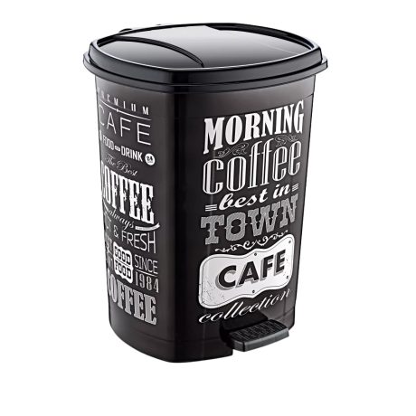 Éttermi pedálos szemetes kivehető vödörrel Fekete-fehér mintás 50L