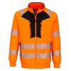 Portwest DX477 DX4 Hi-Vis cipzáras pulóver narancs-fekete