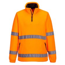 Portwest F302 Hi-Vis cipzáras polár pulóver narancs