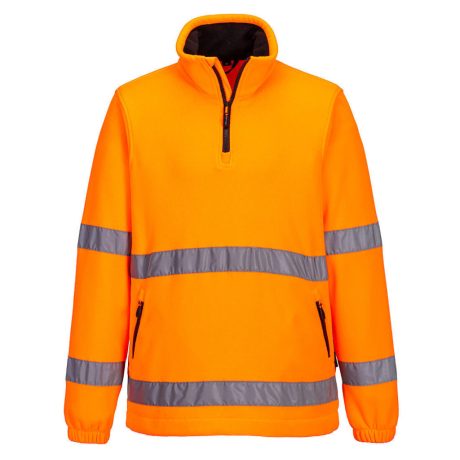 Portwest F302 Hi-Vis cipzáras polár pulóver narancs