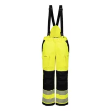   Portwest FR426 PW3 Modaflame Hi-Vis lángálló téli kantáros nadrág sárga-fekete