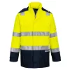 Portwest FR605 Bizflame Hi-Vis arc lángálló multi-norm kabát sárga-tengerészkék