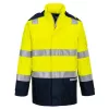 Portwest FR605 Bizflame Hi-Vis arc lángálló multi-norm kabát sárga-tengerészkék