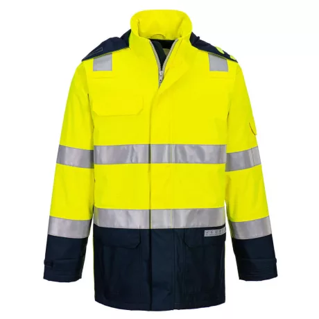 Portwest FR605 Bizflame Hi-Vis arc lángálló multi-norm kabát sárga-tengerészkék