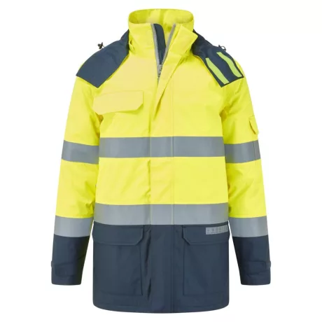 Portwest FR617 Bizflame Rain+ Hi-Vis Multi-norm kontraszt lángálló télikabát sárga-tengerészkék