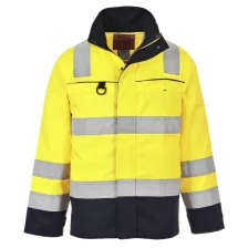   Portwest FR61 Bizflame Hi-Vis lángálló multi-norm kabát sárga-tengerészkék