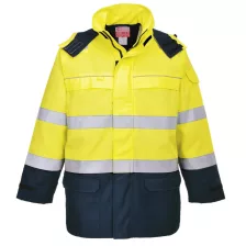   Portwest FR79 Bizflame Multi Arc jól láthatósági lángálló kabát sárga-tengerészkék