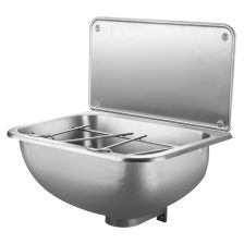   Rozsdamentes acél kiöntő, falikút ráccsal, hátlappal, szifon nélkül