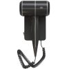Szállodai ionos hajszárító fali konzollal - 3 fokozat, 2db USB aljzat, fekete 1800W