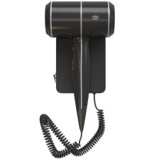   Szállodai ionos hajszárító fali konzollal - 3 fokozat, 2db USB aljzat, fekete 1800W