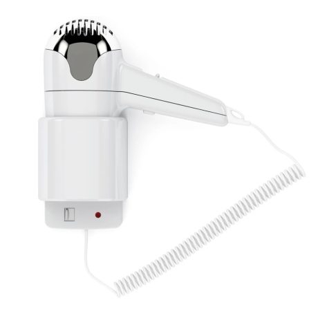Szállodai hajszárító fali konzollal - 2 fokozat, fehér-króm 1200W