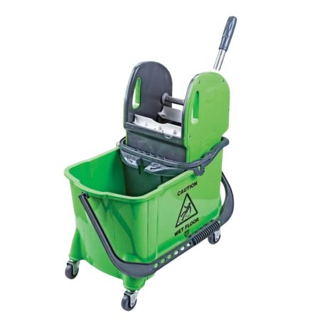 Takarítókocsi műanyag vázzal, 24L osztott vödörrel Zöld