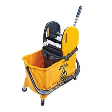   Takarítókocsi műanyag vázzal, 24L osztott vödörrel Sárga