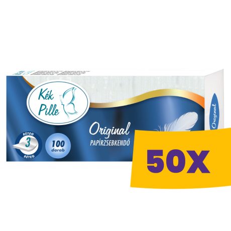 Kék Pille Original papírzsebkendő - 3 rétegű 100db (Karton - 50 csomag)