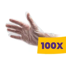   Tűzött fóliakesztyű HDPE M méret 100db (Karton - 100 csomag)