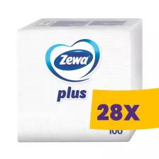   Zewa Plus szalvéta Fehér - 1 rétegű, 33x33cm, 100db (Karton - 28 csomag)