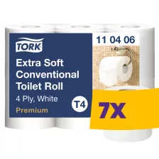   Tork Extra Soft kistekercses toalettpapír - 4 rétegű, 6 tekercs (Karton - 7 csomag)