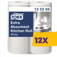   Tork extra nedvszívó konyhai törlőpapír - 2 rétegű, 2 tekercs (Karton - 12 csomag)