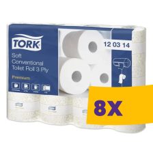   Tork Premium kistekercses toalettpapír - 3 rétegű, 12 tekercs (Karton - 8 csomag)