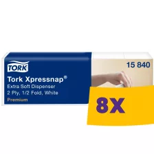   Tork Xpressnap® Extra Soft adagolós szalvéta - 2 rétegű, hófehér, 33x21cm, 500 lap (Karton - 8 csomag)