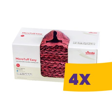 Vileda Prof. MicroTuff Easy mikroszálas törlőkendő adagolós Piros 50db (Karton - 4 csomag)