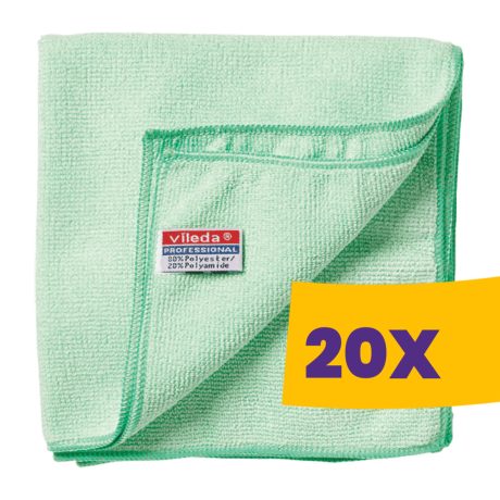 Vileda Prof. MicroTuff Plus mikroszálas törlőkendő 38x38cm Zöld 5db (Karton - 20 csomag)