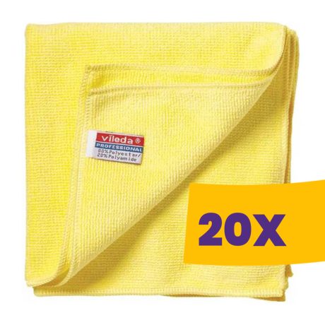 Vileda Prof. MicroTuff Plus mikroszálas törlőkendő 38x38cm Sárga 5db (Karton - 20 csomag)