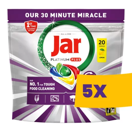 Jar Platinum Plus Miracle mosogatógép kapszula Lemon 20db (Karton - 5 csomag)