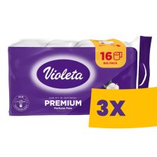   Violeta Prémium WC papír illatmentes - 3 rétegű, 16 tekercs (Karton - 3 csomag)