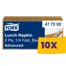   Tork Lunch szalvéta Keksz - 2 rétegű, 33x33cm, 1/4 hajtás, 200 lap (Karton - 10 csomag)