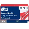 Tork Lunch szalvéta Piros - 2 rétegű, 33x33cm, 1/4 hajtás, 200 lap (Karton - 10 csomag)