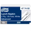 Tork Lunch szalvéta Fehér - 2 rétegű, 33x33cm, 1/8 hajtás, 200 lap (Karton - 10 csomag)