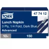 Tork Lunch szalvéta Sötétkék - 3 rétegű, 33x33cm, 1/4 hajtás, 150 lap (Karton - 10 csomag)