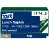Tork Lunch szalvéta Sötétzöld - 3 rétegű, 33x33cm, 1/4 hajtás, 150 lap (Karton - 10 csomag)