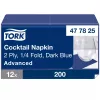 Tork Koktélszalvéta Sötétkék - 2 rétegű, 24x24cm, 1/4 hajtás, 200 lap (Karton - 12 csomag)