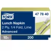 Tork Lunch szalvéta Lime - 2 rétegű, 33x33cm, 1/4 hajtás, 200 lap (Karton - 10 csomag)