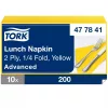 Tork Lunch szalvéta Sárga - 2 rétegű, 33x33cm, 1/4 hajtás, 200 lap (Karton - 10 csomag)