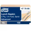 Tork Lunch szalvéta Csontszínű - 3 rétegű, 33x33cm, 1/4 hajtás, 150 lap (Karton - 10 csomag)