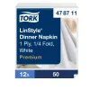 Tork LinStyle® Dinner szalvéta Fehér - 39x39cm, 1/4 hajtás, 50 lap (Karton - 12 csomag)