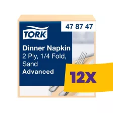   Tork Dinner szalvéta Csontszínű - 2 rétegű, 39x39cm, 1/4 hajtás, 150 lap (Karton - 12 csomag)