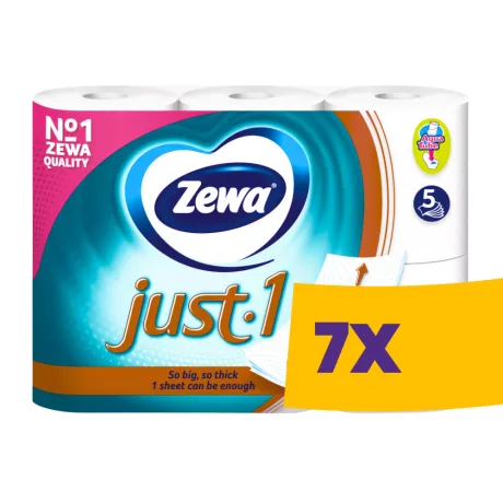 Zewa Just1 Premium toalettpapír - 5 rétegű, 6 tekercs (Karton - 7 csomag)